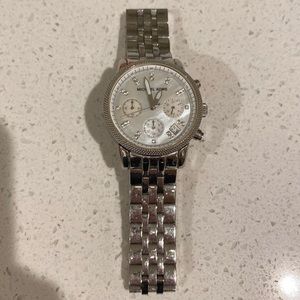 Michael Kors Stainless Steel Watch with Datejust and rhinestones